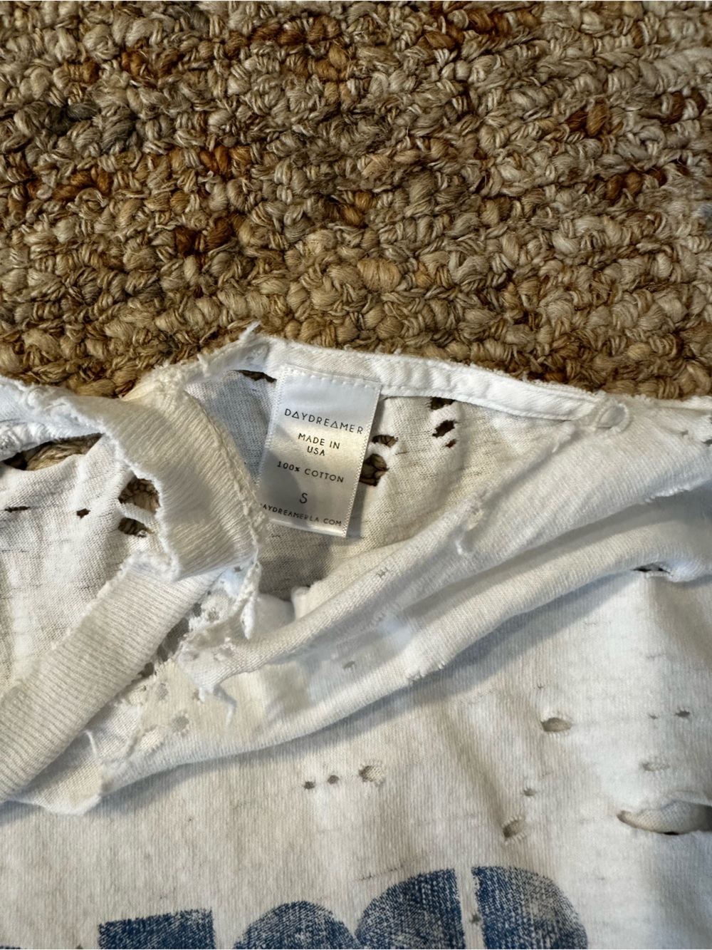 Heavily Distressed Daydreamer White Short Sleeve Doors Graphic Tee - Picture 3 of 4